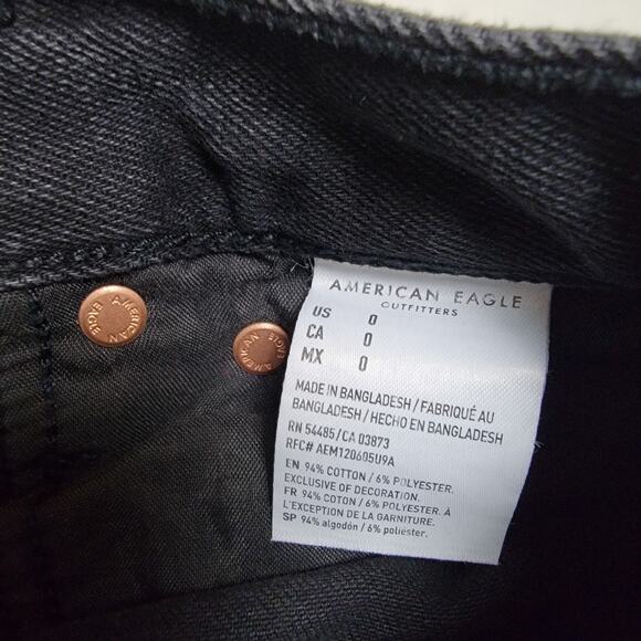 American Eagle Black Distressed 90s Boyfriend Shorts SZ 0 - Picture 3 of 5